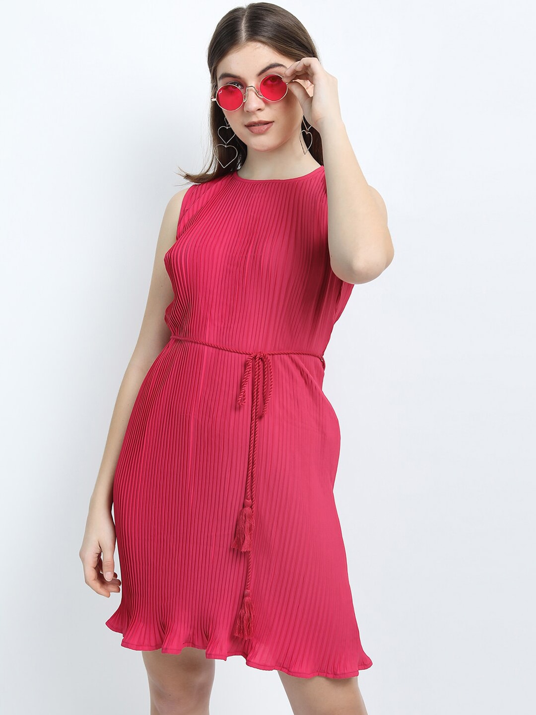 Tokyo Talkies Pink Georgette A-Line Dress Price in India