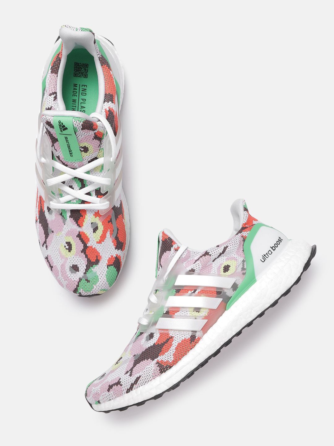 ADIDAS Women White & Red Abstract Woven Upper Ultraboost 5.0 X Marimekko Sustainable Running Shoes Price in India