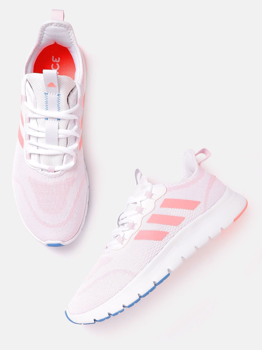 ADIDAS Women White & Peach-Coloured Woven Design Vario Sport Running Shoes Price in India