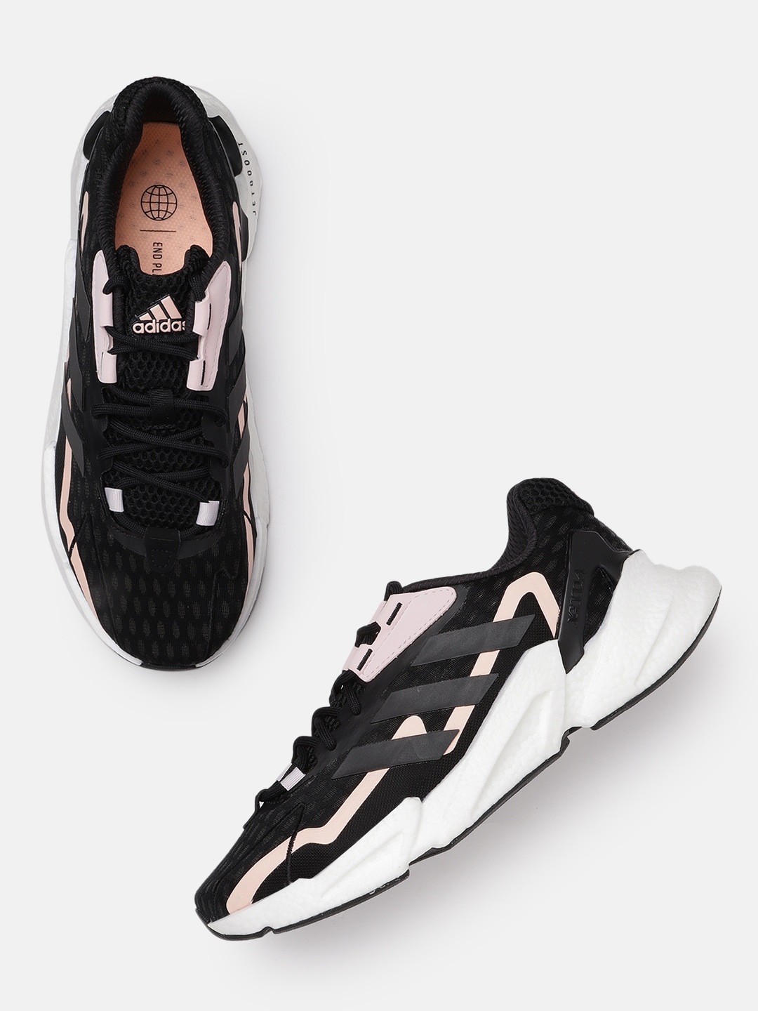 ADIDAS Women Black & Pink Woven Design Boost Midsole X9000 Heat. Ready Sustainable Running Shoes Price in India