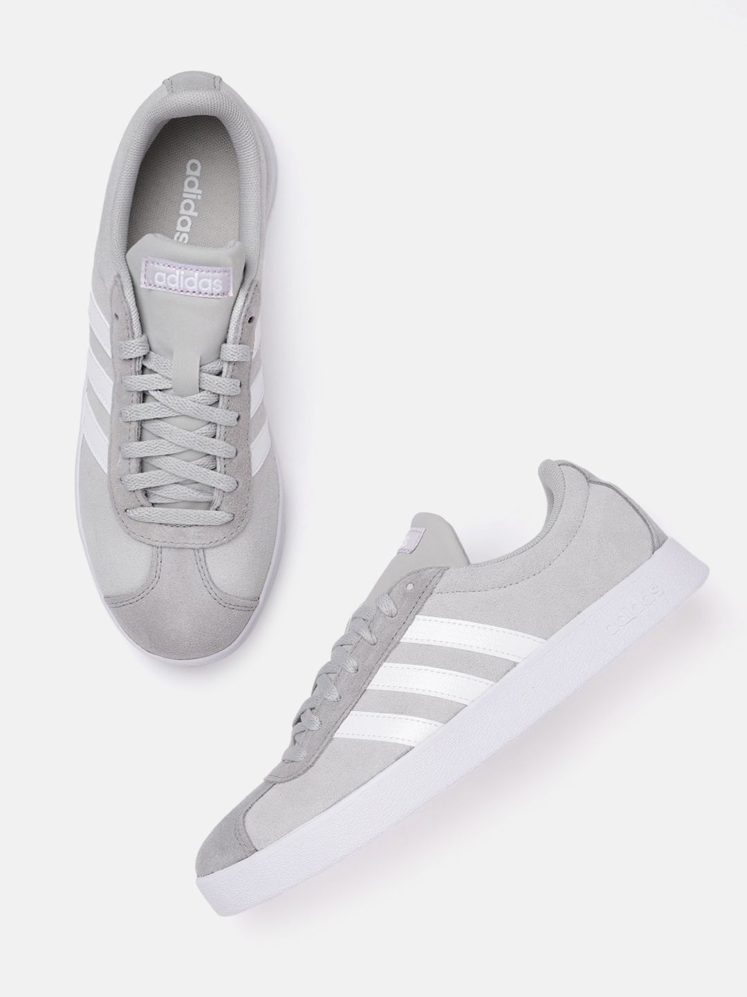 ADIDAS Women Grey Solid VL Court 2.0 Leather Skateboarding Shoes Price in India