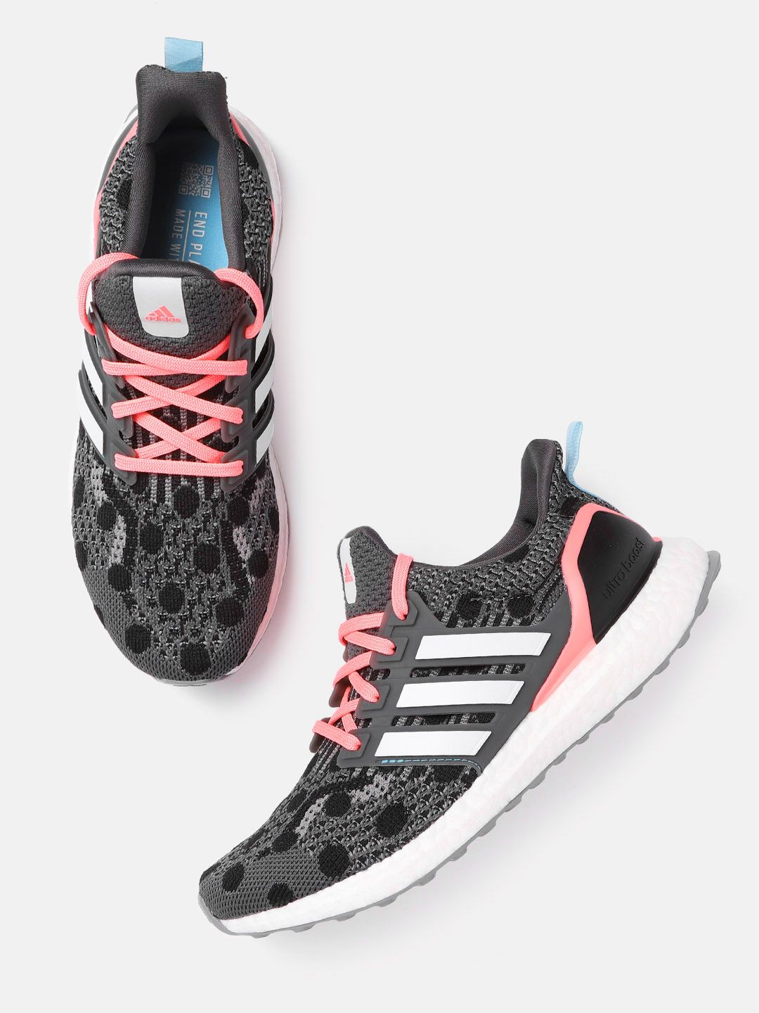 ADIDAS Women Grey & Black Woven Design Ultraboost 5.0 DNA Sustainable Running Shoes Price in India
