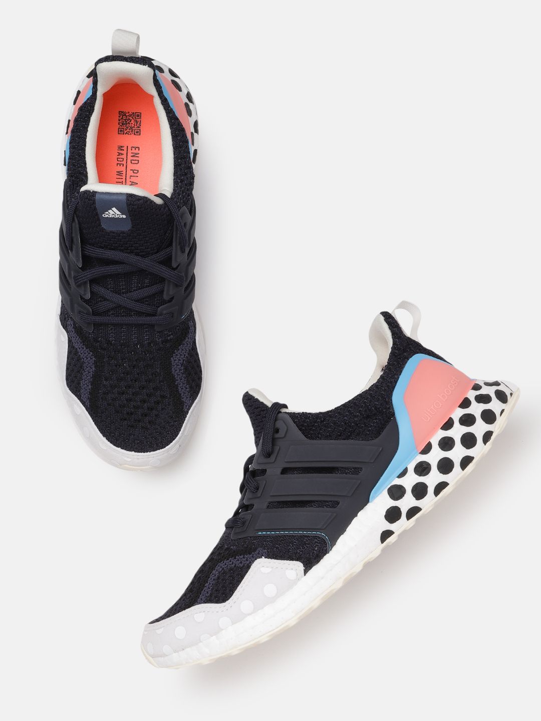 ADIDAS Women Navy Blue & Black Woven Design Ultraboost 5.0 DNA Sustainable Running Shoes Price in India