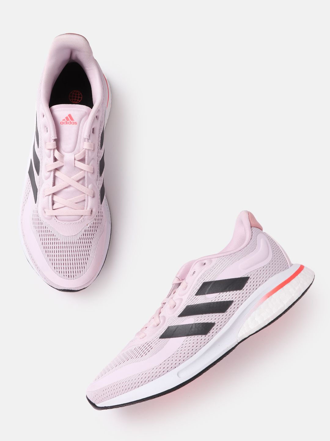 ADIDAS Women Grey & Pink Woven Design Supernova Sustainable Running Shoes Price in India