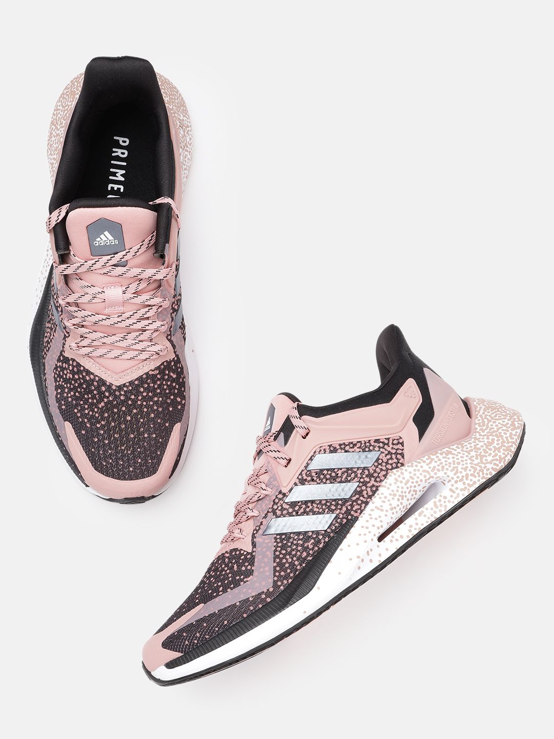 ADIDAS Women Charcoal Grey & Pink Woven Design Alphatorsion 2.0 Sustainable Running Shoes Price in India