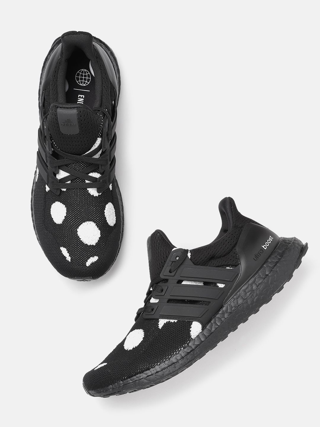 ADIDAS Women Black & White Polka Dots Woven Design Ultraboost Sustainable Running Shoes Price in India