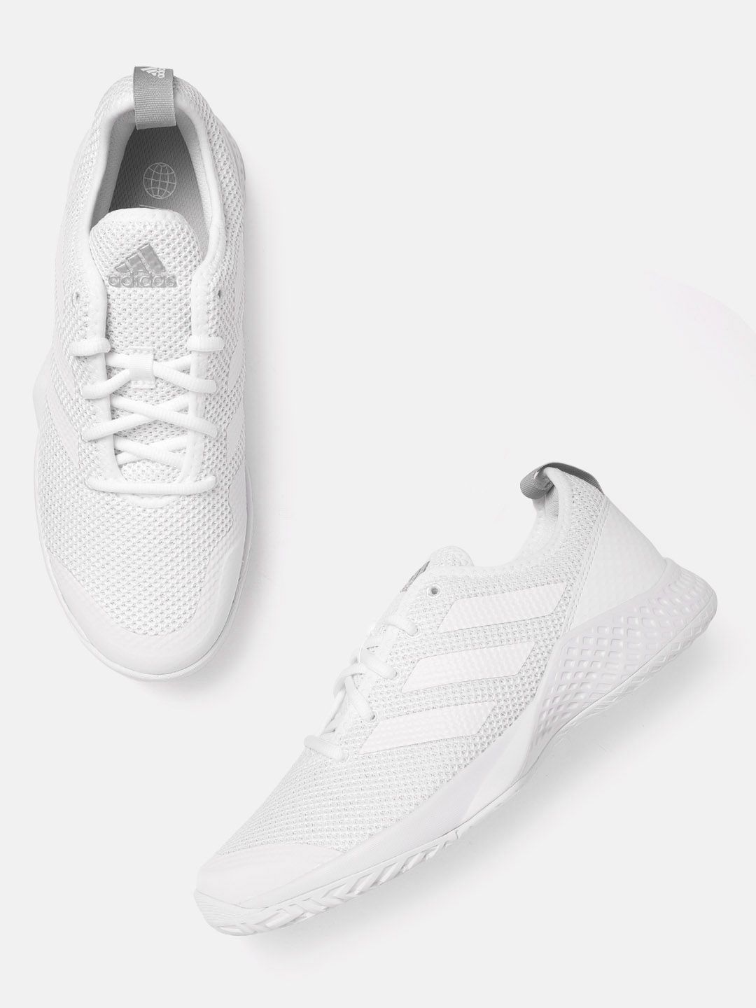 ADIDAS Women White Woven Design Court Control Tennis Shoes Price in India