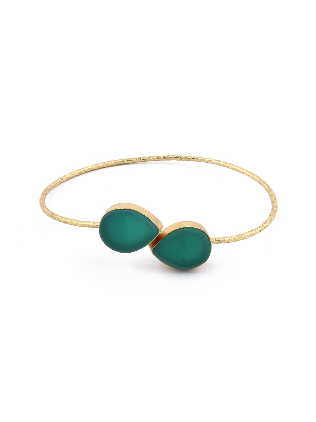 EL REGALO Women Green & Gold-Toned Brass Cuff Bracelet Price in India