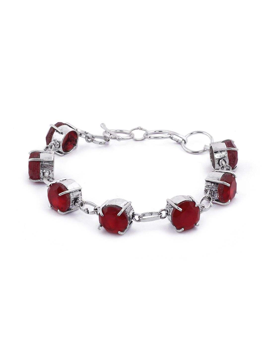 EL REGALO Women Red & Silver-Toned Brass Handcrafted Wraparound Bracelet Price in India