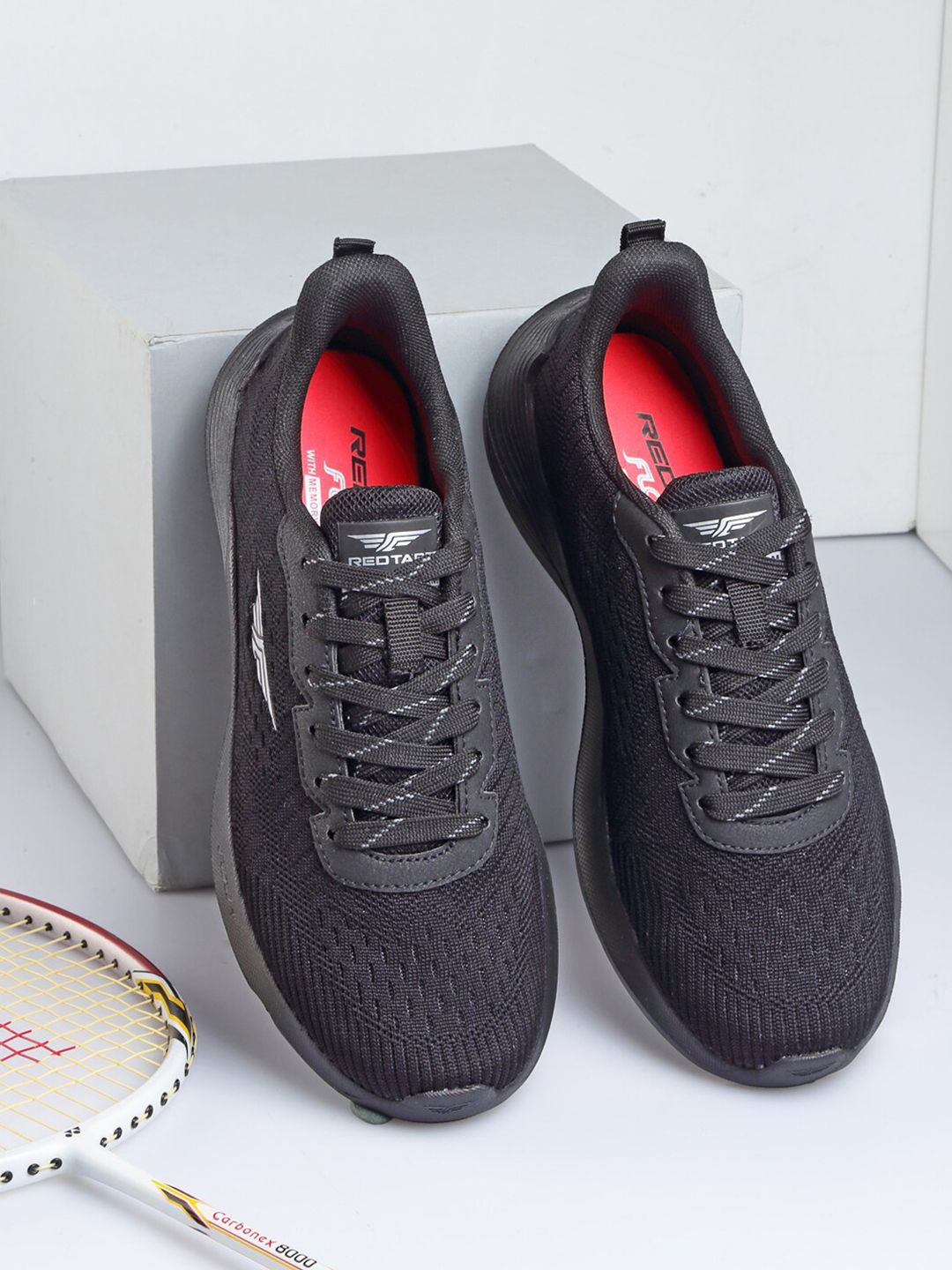 Red Tape Women Black Textile Walking Shoes Price in India