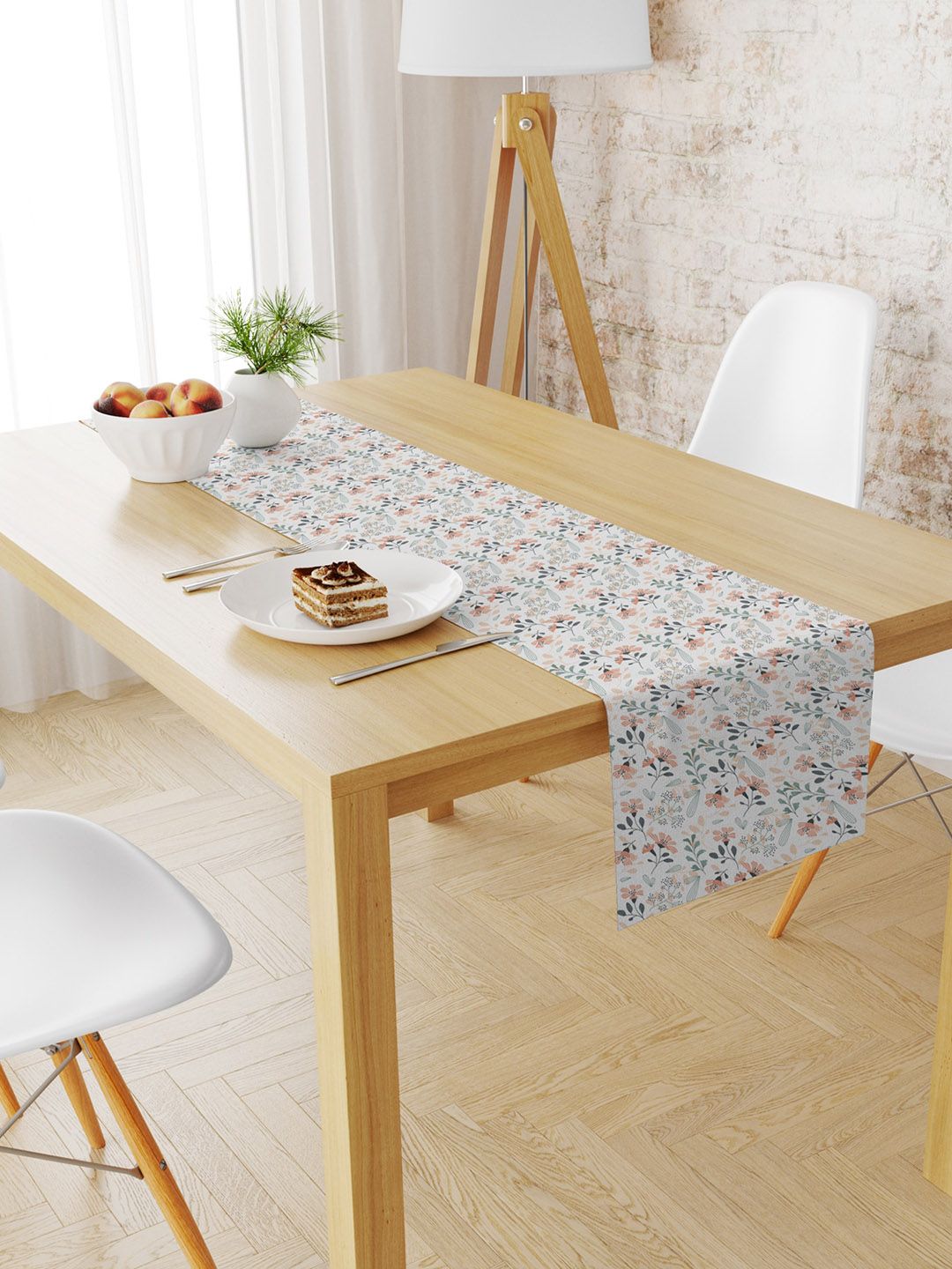 STYBUZZ White Floral Printed Table Runner Price in India