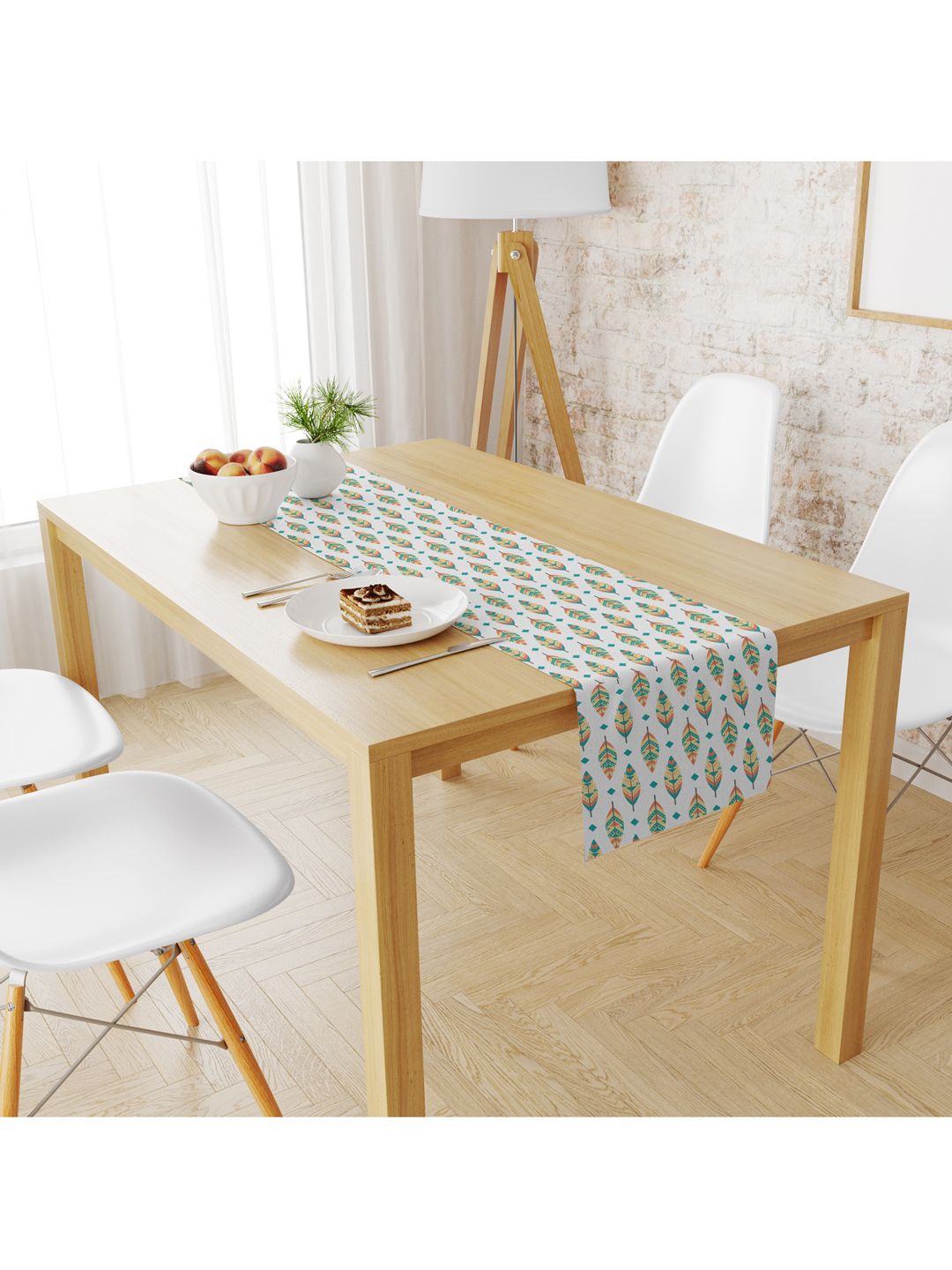 STYBUZZ White & Green Printed Table Runner Price in India