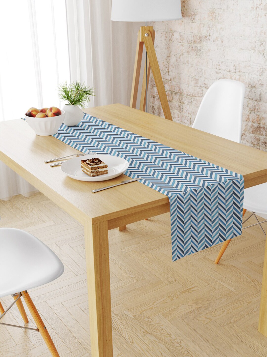 STYBUZZ Blue & White Digital Printed Table Runner Price in India
