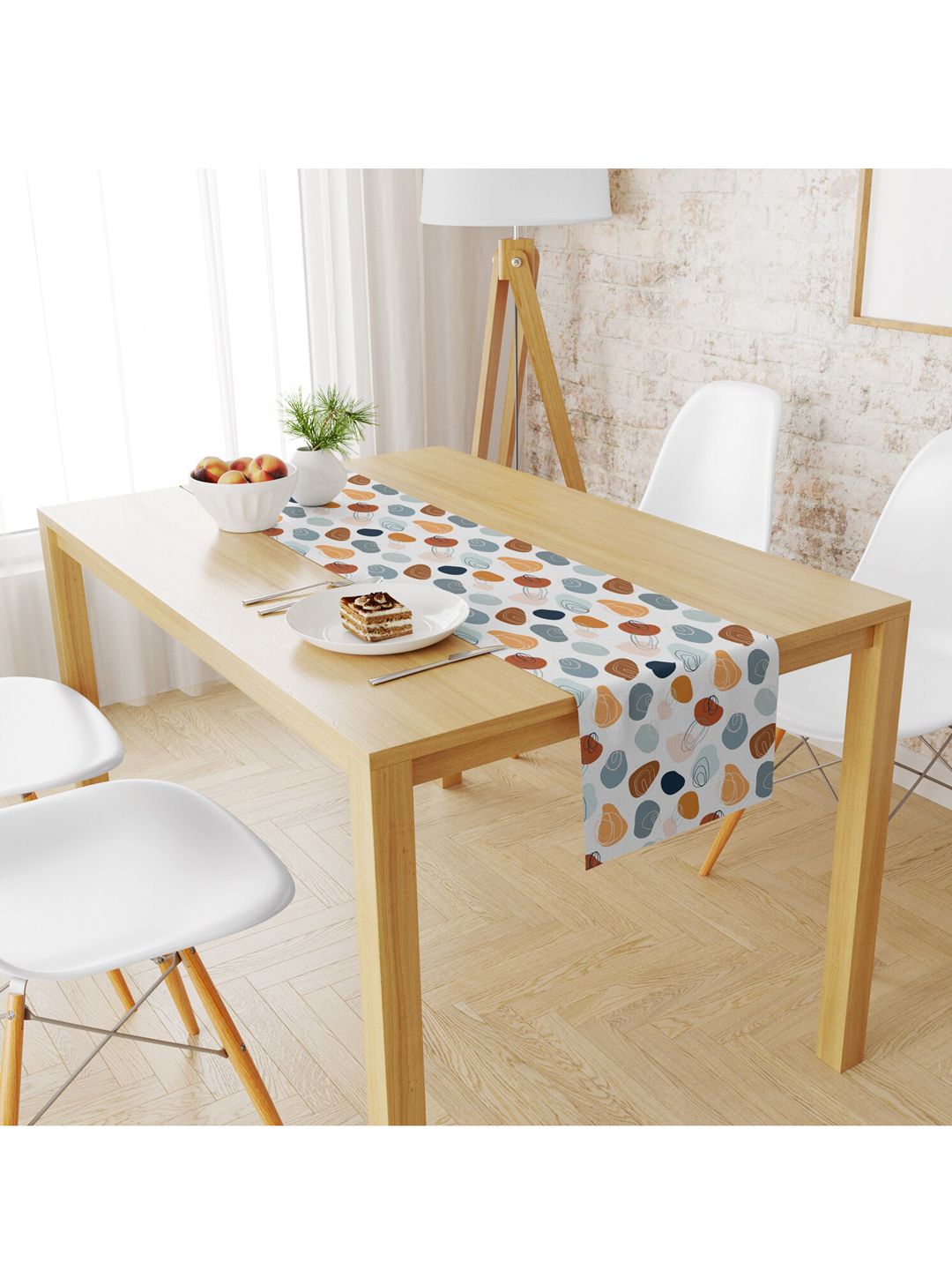 STYBUZZ White Abstract Printed Table Runner Price in India