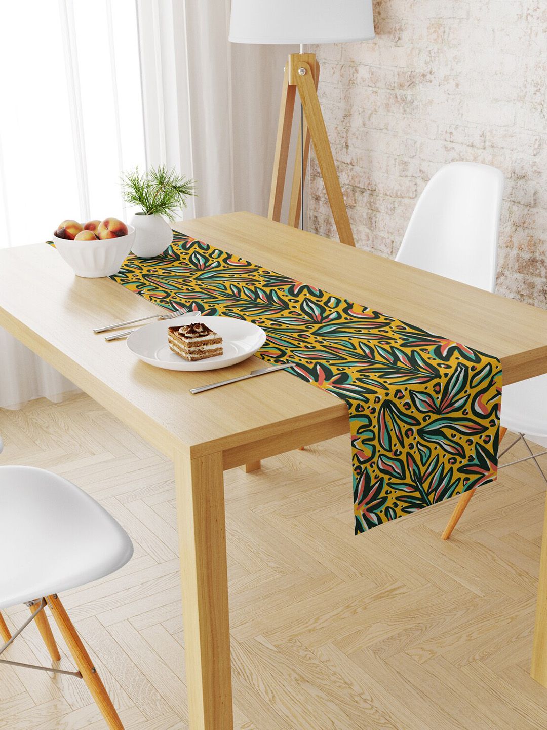 STYBUZZ Yellow & Green Printed Table Runner Price in India