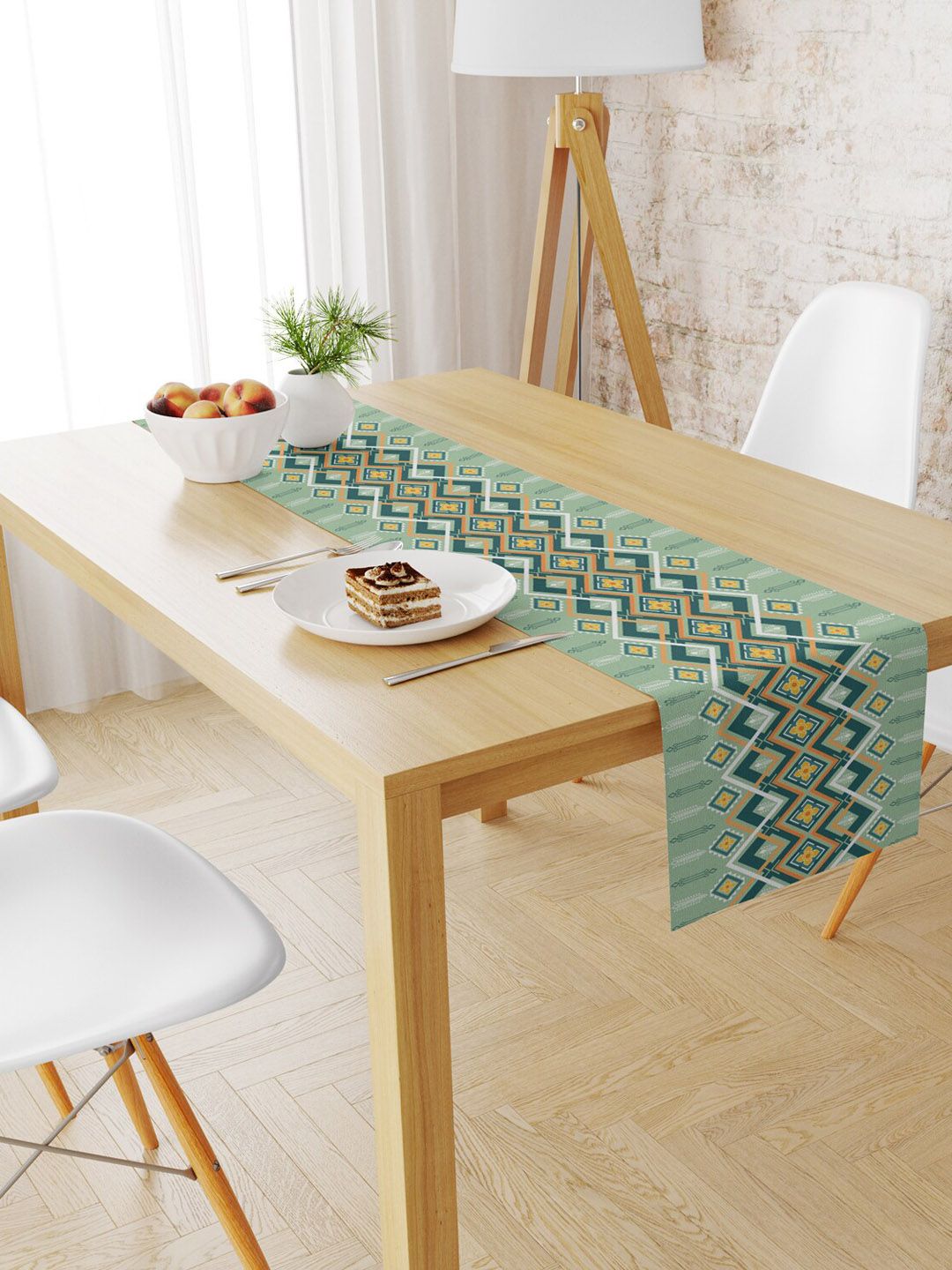 STYBUZZ Green & White Digital Printed Table Runner Price in India