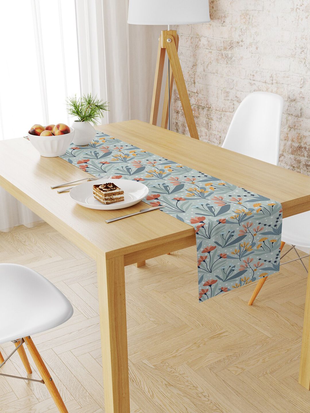 STYBUZZ Blue & Orange Abstract Printed Table Runners Price in India