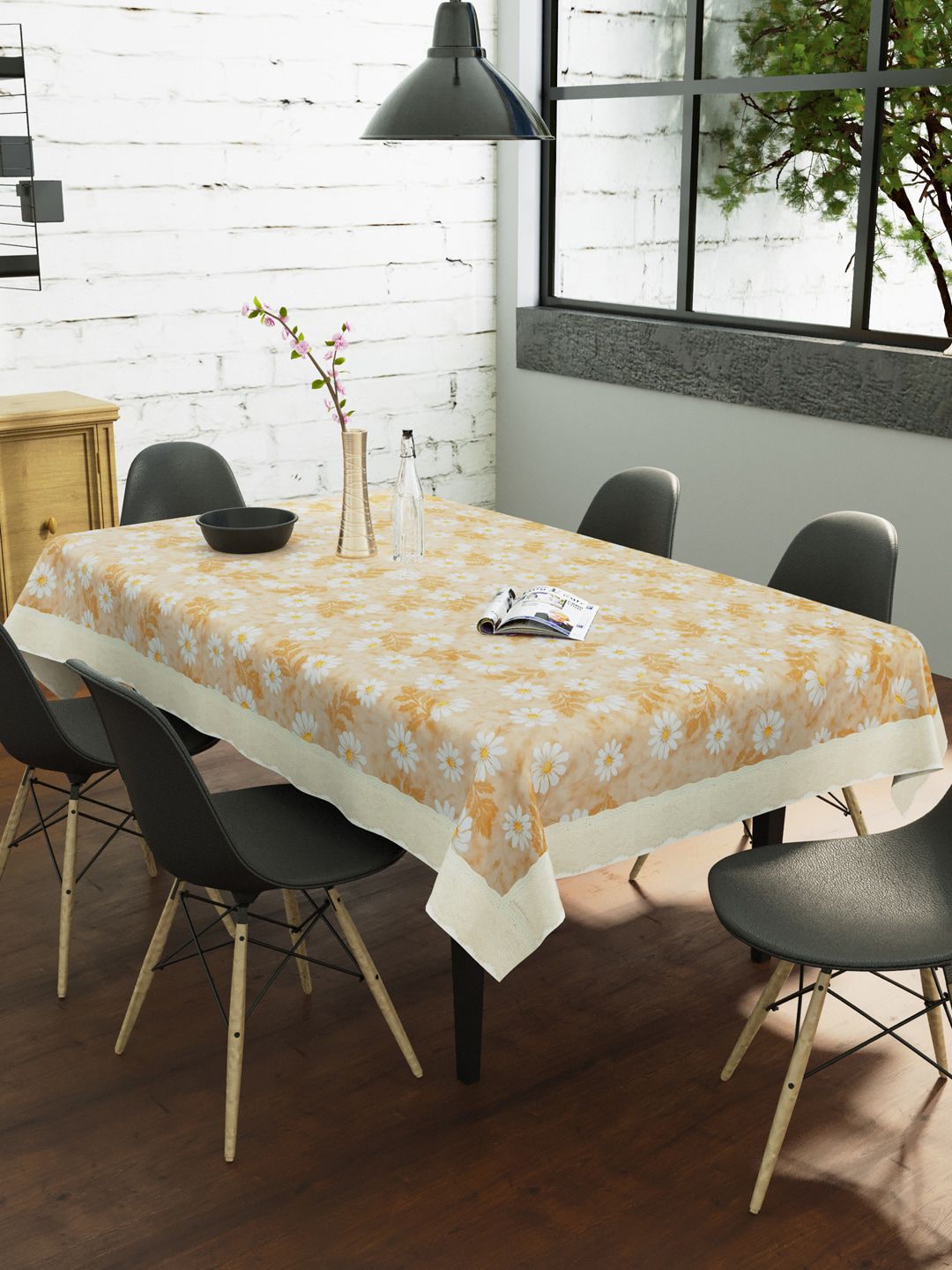 Clasiko Beige & White 6 Seater Dining Table Cover Price in India