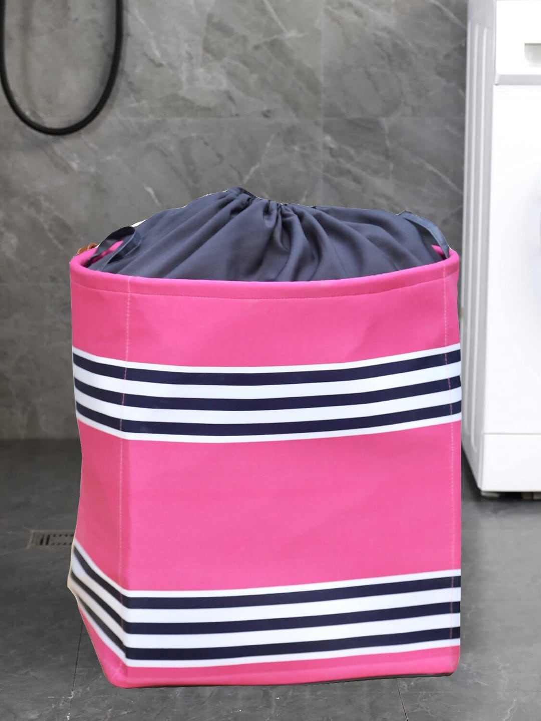My Gift Booth Pink Striped Waterproof Laundry Bag Price in India