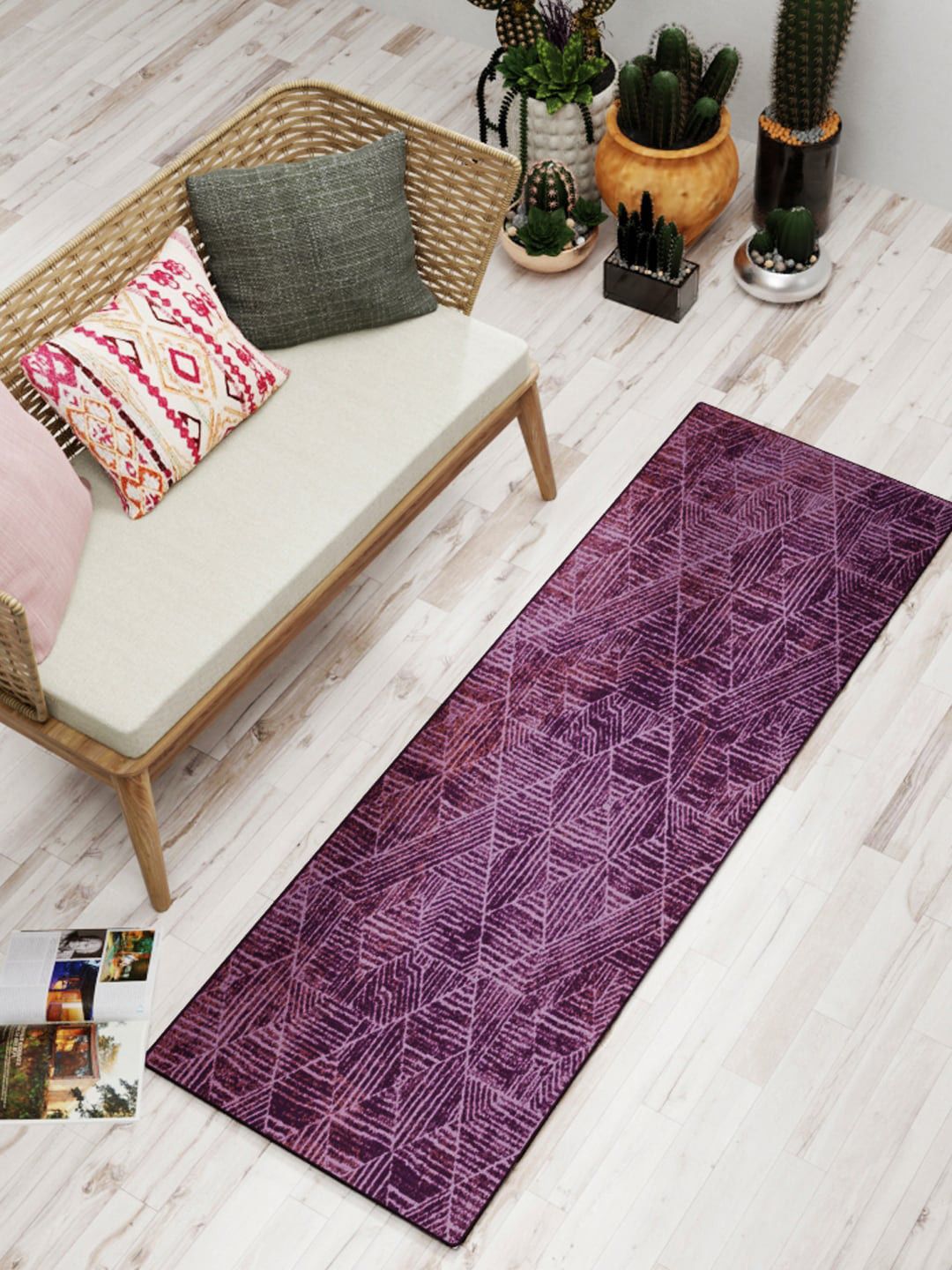 BIANCA Purple Self-Design Soft-Fluffy Area Non-Slip Rubber Backing Carpet Price in India