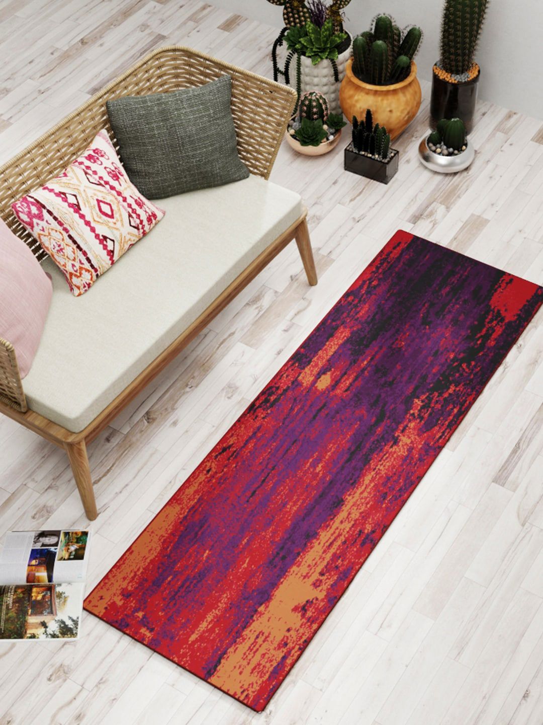 BIANCA Red & Purple Printed Anti-Skid Carpet Price in India