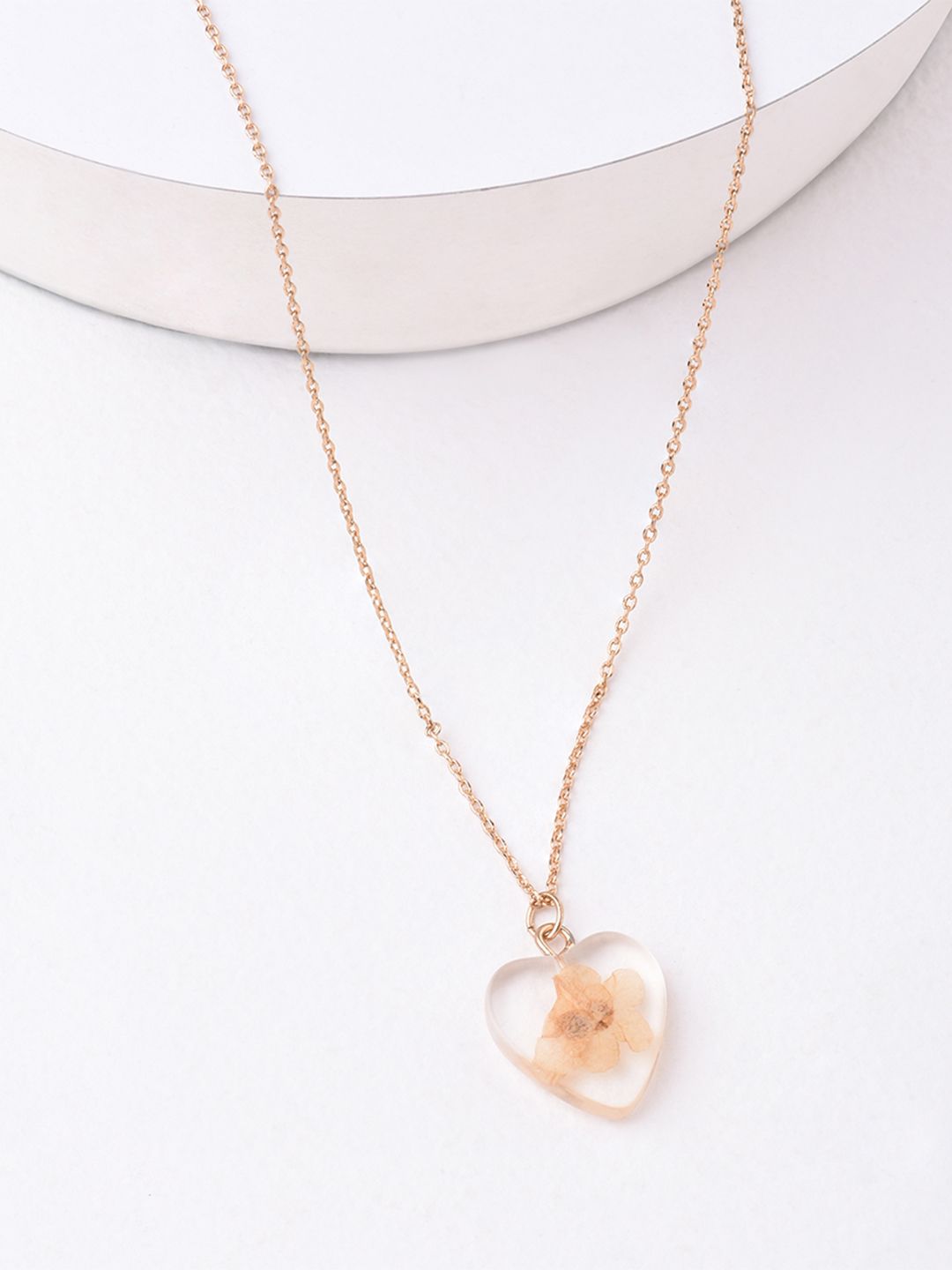 Lilly & sparkle White & Gold-Plated Heart Pendant Necklace Price in India