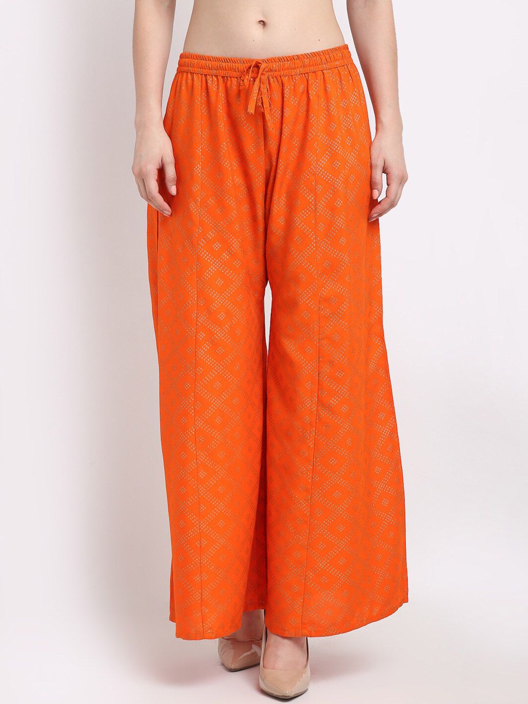 GRACIT Women Orange Printed Flared Ethnic Palazzos Price in India