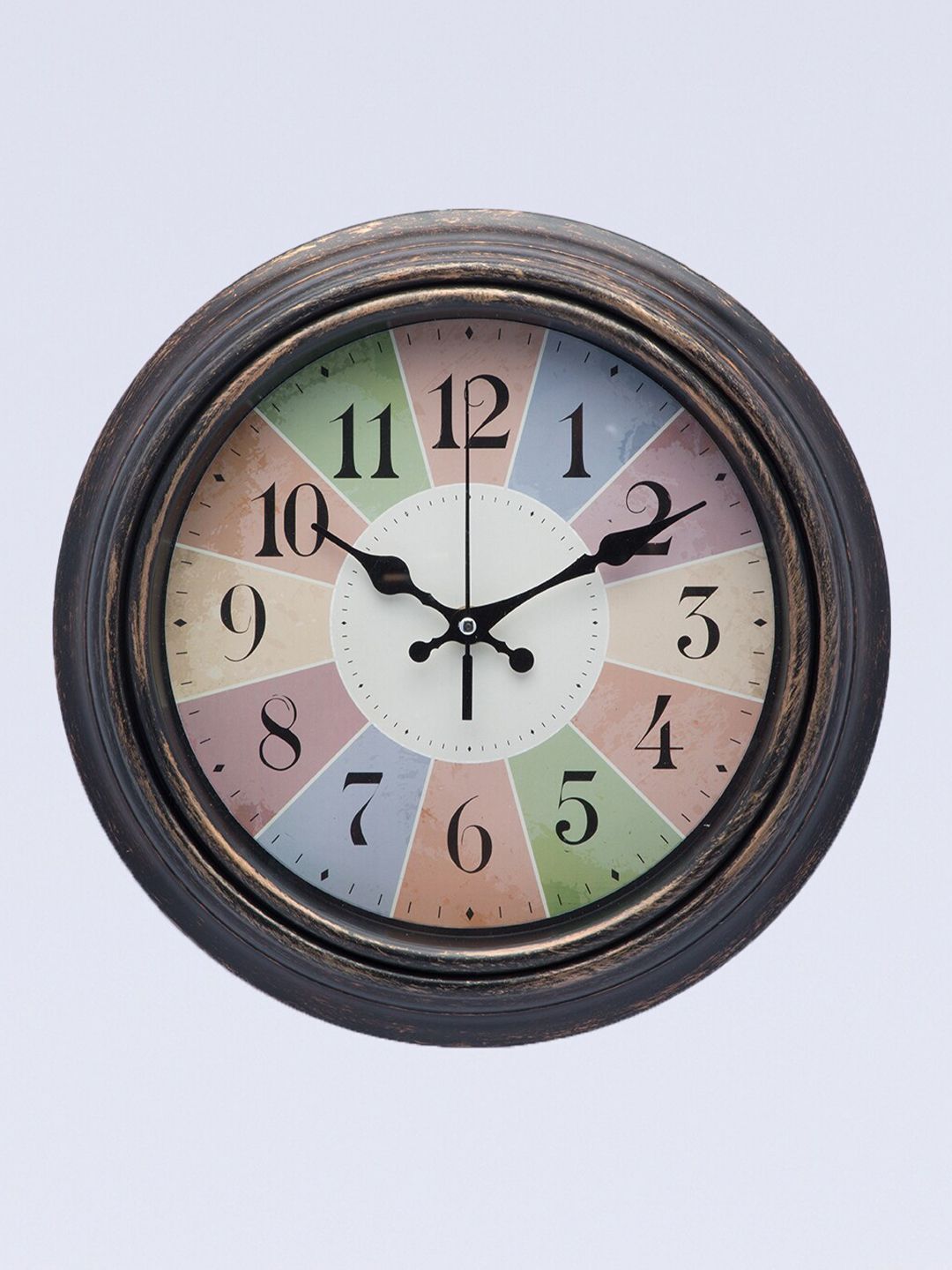 MARKET99 Multicoloured & Bronze-Toned Printed Contemporary Handcrafted Wall Clock Price in India