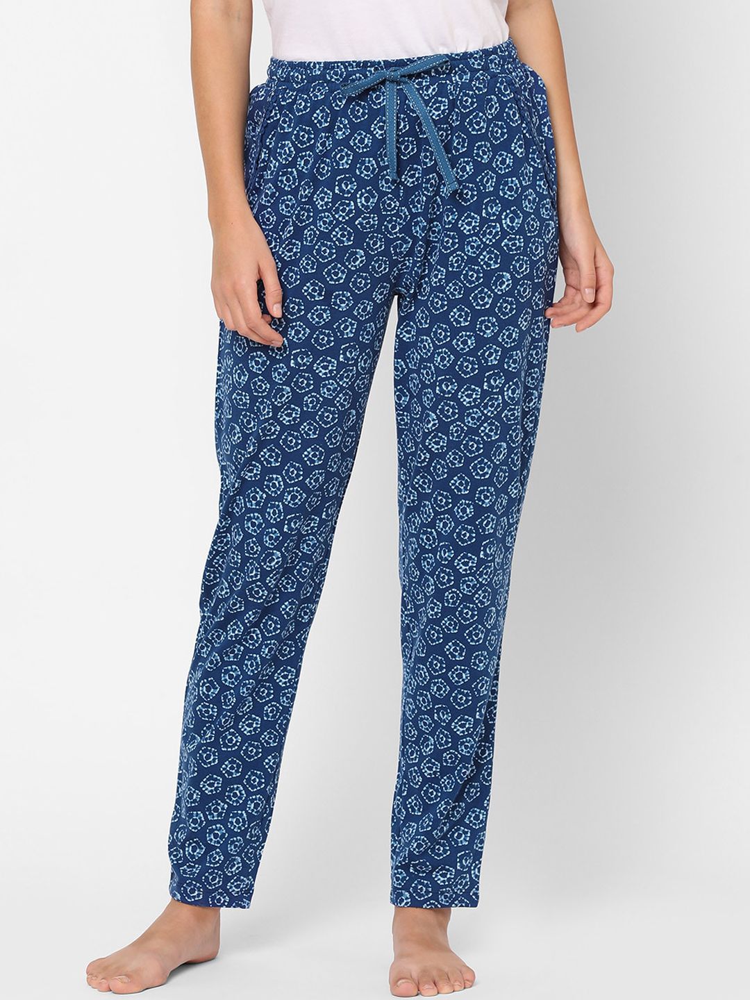 Maysixty Women Navy Blue Printed Lounge Pants Price in India