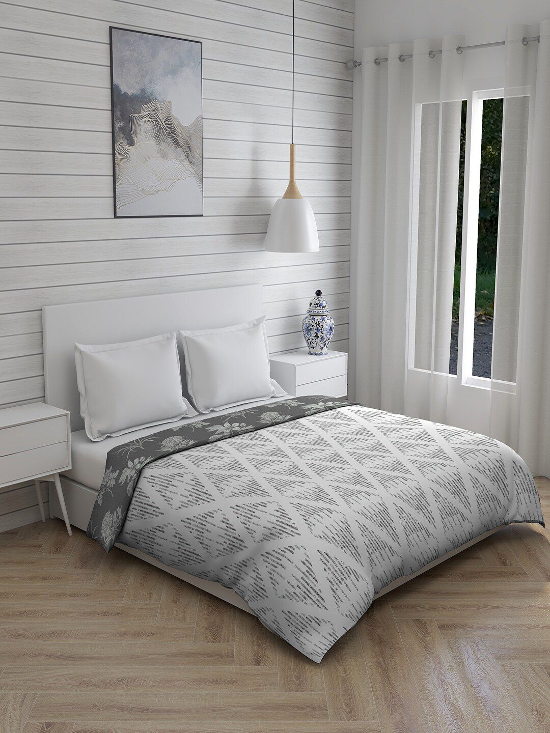 Layers Grey & White AC Room 120 GSM Double Bed Comforter Price in India