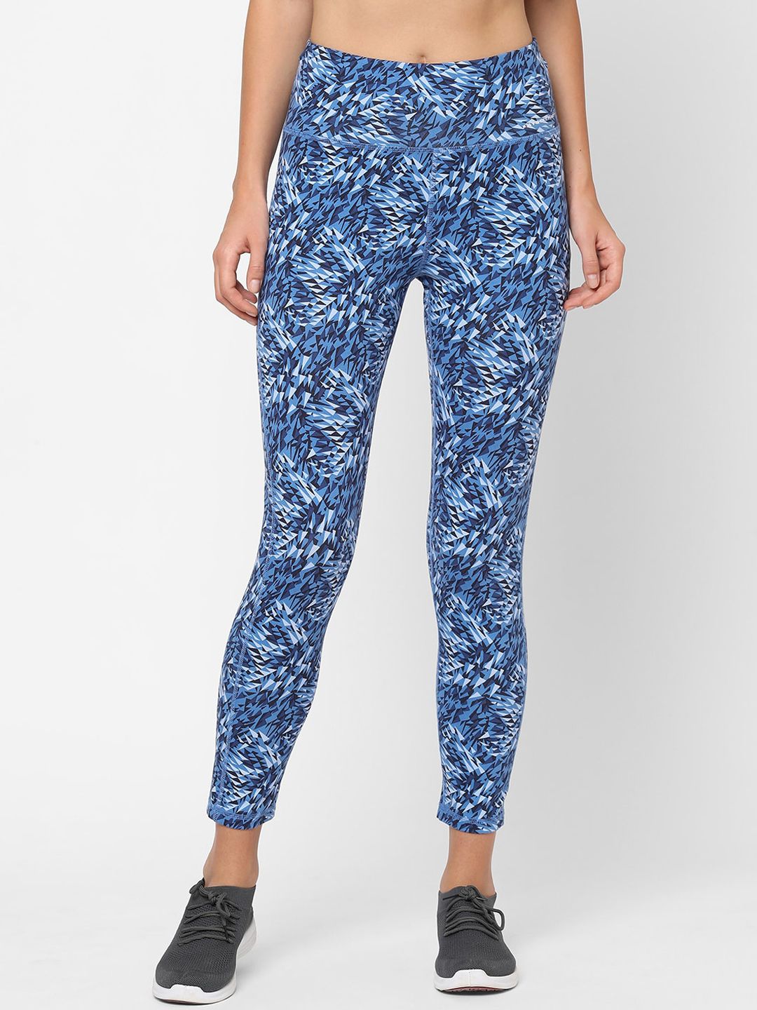 MAYSIXTY Women Blue Cotton Spandex Printed Yoga Pant Price in India