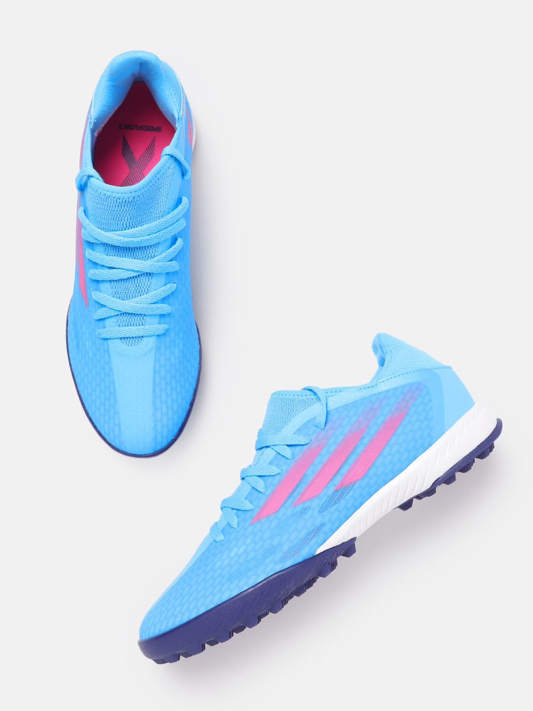 ADIDAS Unisex Blue & Pink Solid X Speedflow.3 TF Football Shoes Price in India