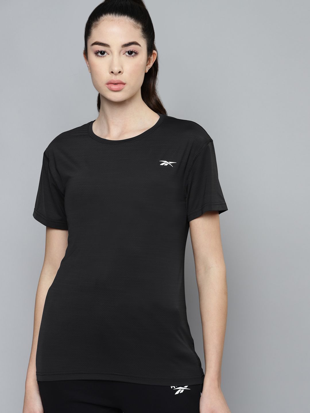 Reebok Women Black TS AC Athletic Training T-shirt Price in India