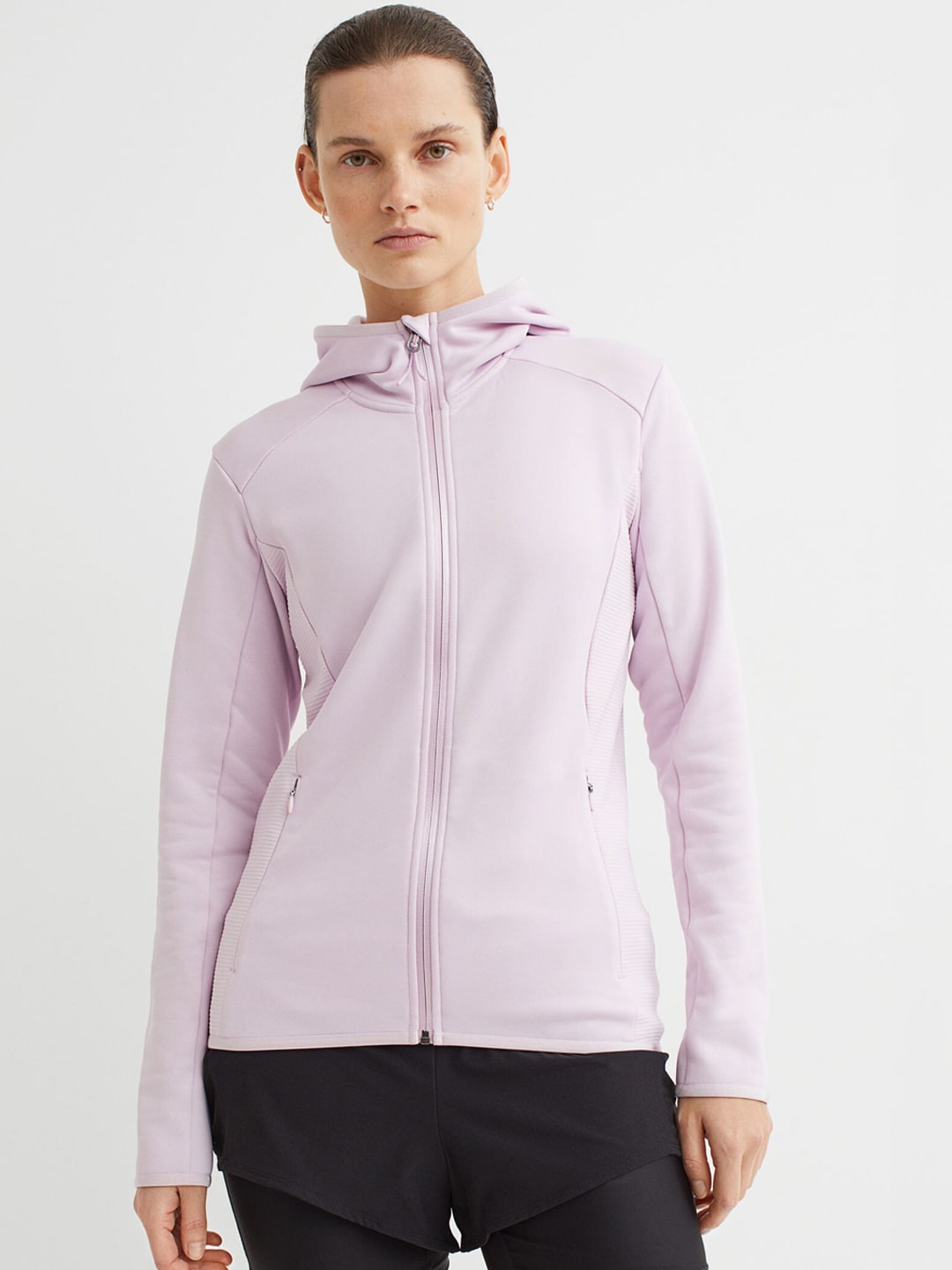 H&M Women Lavender Solid Hooded Outdoor Jacket Price in India