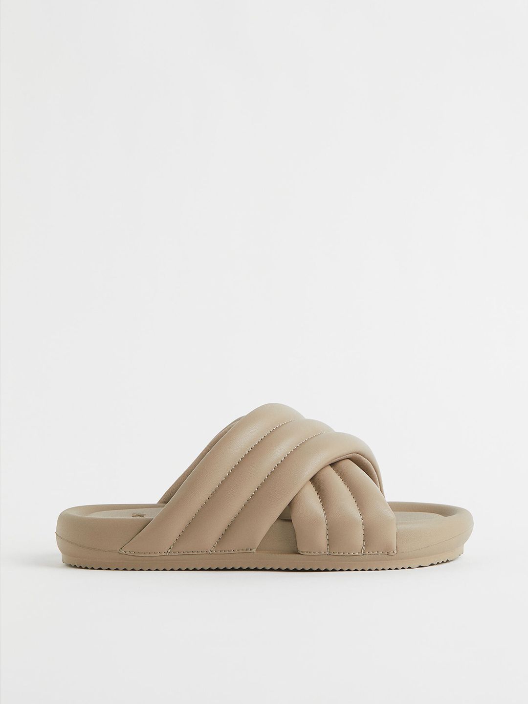 H&M Beige Women Self Design Slides Price in India