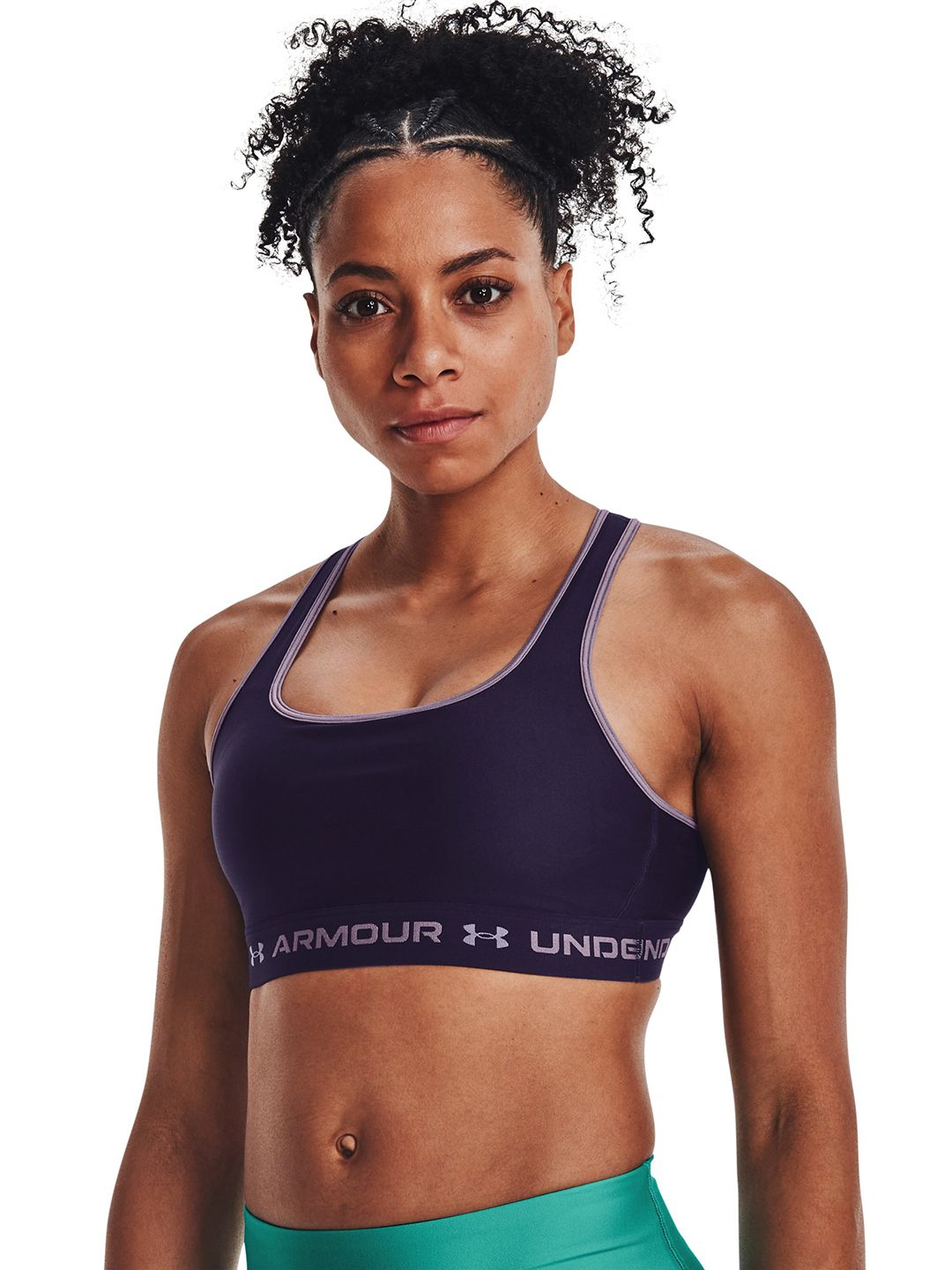 UNDER ARMOUR Women Purple Mid Crossback Lightly Padded Full Coverage Sports Bra Price in India