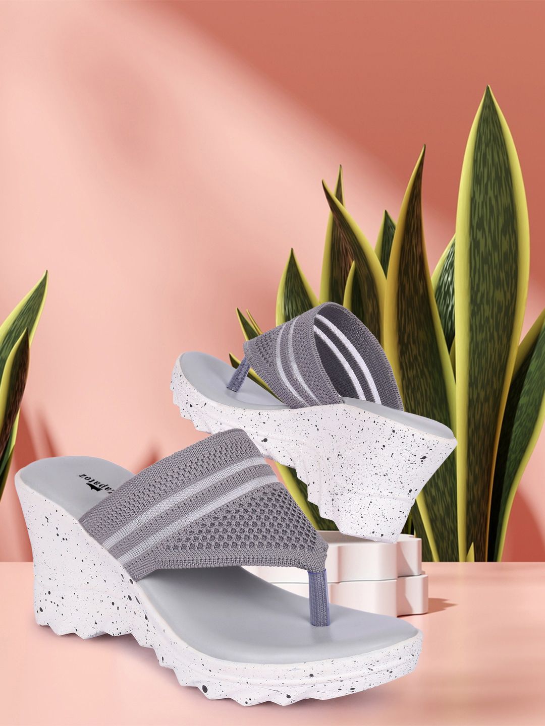 ZAPATOZ Grey PU Wedge Heels Price in India