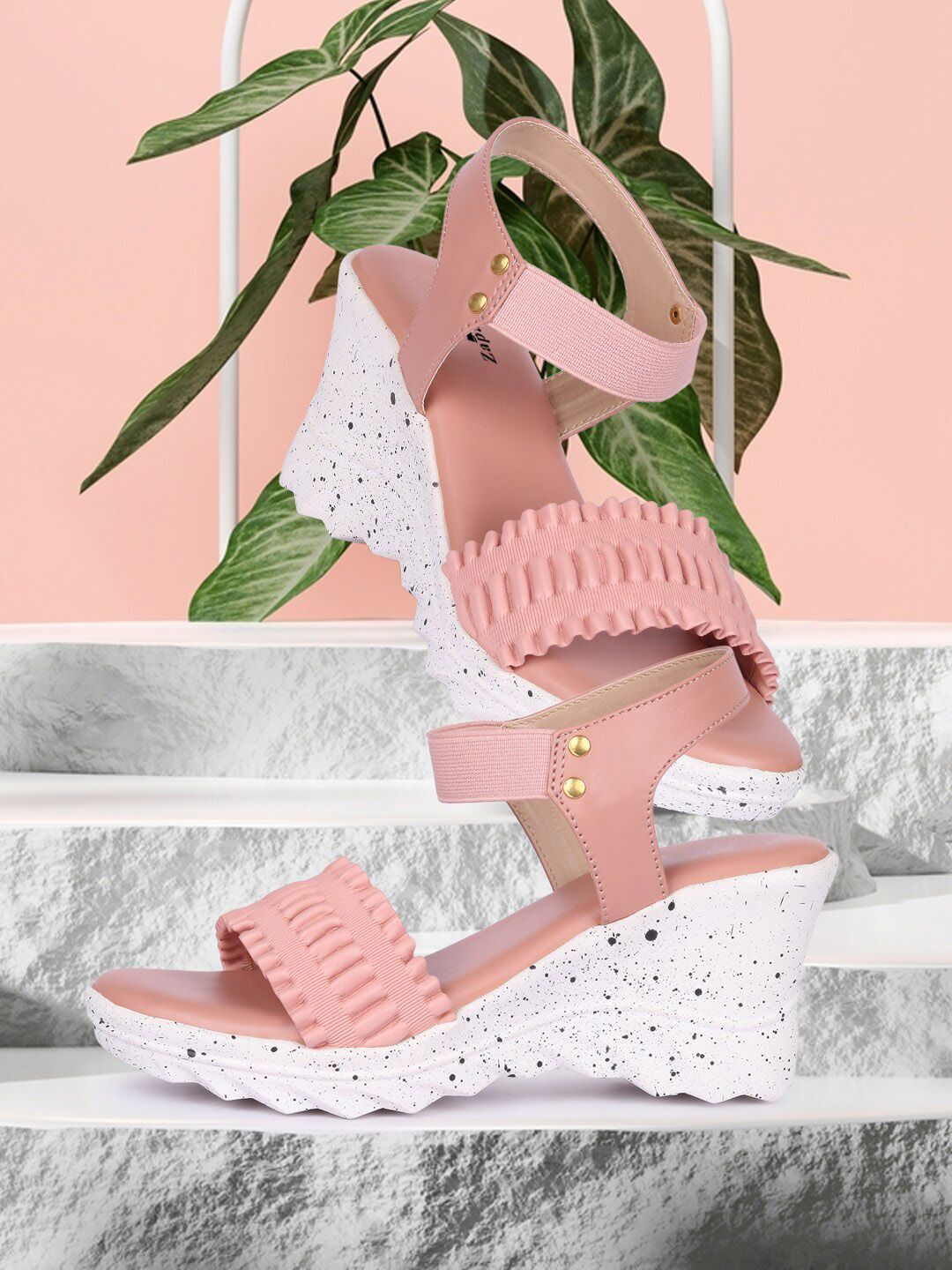 ZAPATOZ Pink Textured Wedges Price in India