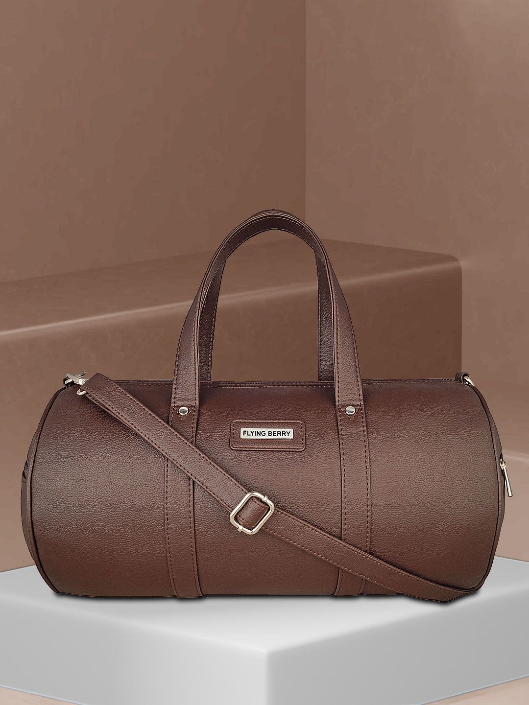 FLYING BERRY Brown Solid Unisex Duffel Bag Price in India