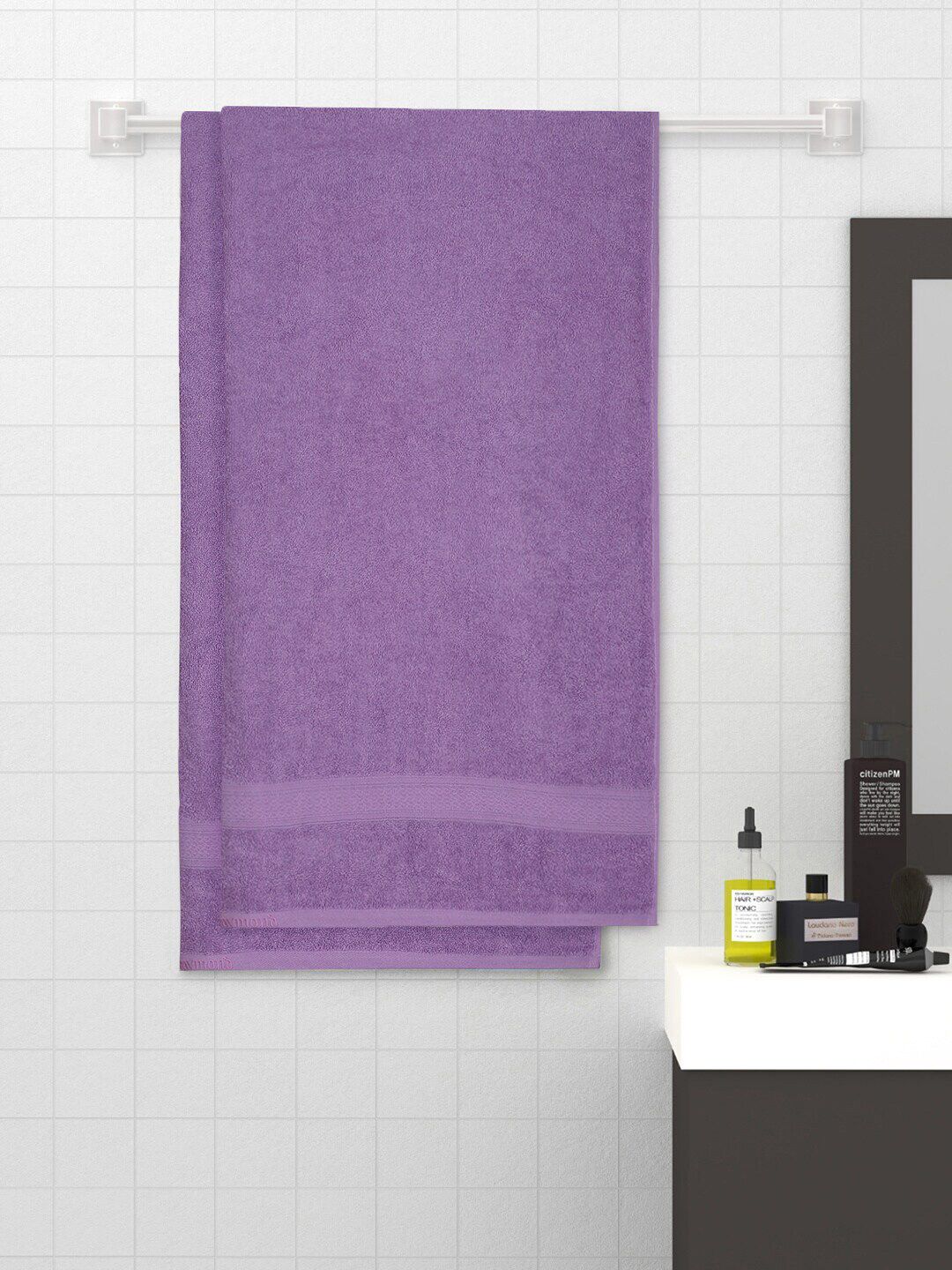 Raymond Home Set of 2 Purple 450 GSM Cotton Towel Price in India