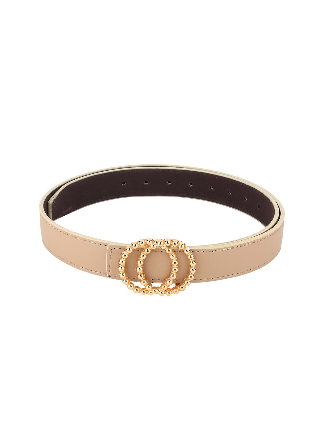 Kastner Women Beige & Gold-Toned Solid Synthetic Leather Belt Price in India