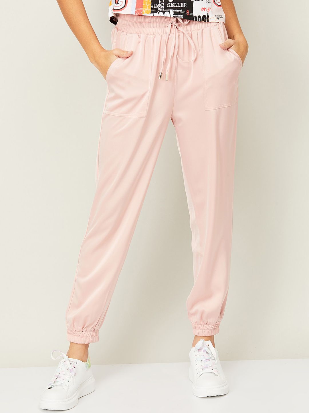 CODE by Lifestyle Women Pink High-Rise Joggers Trousers Price in India