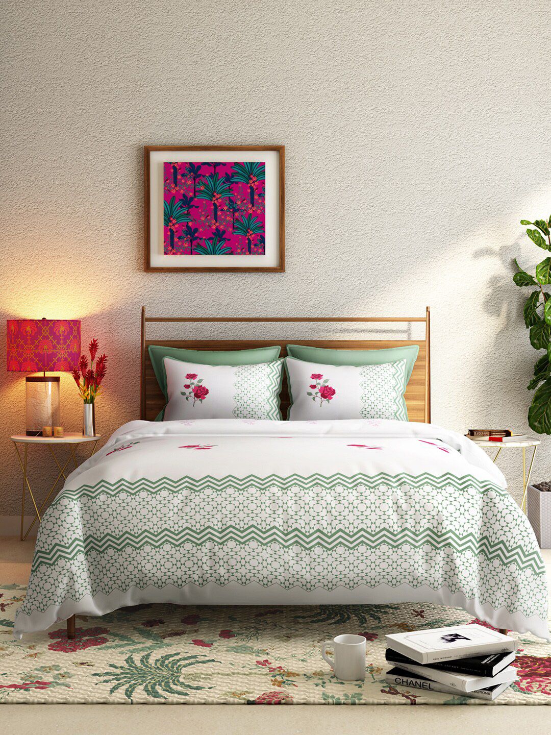 India Circus by Krsnaa Mehta Green & White Floral AC Room Double Bed Dohar Price in India
