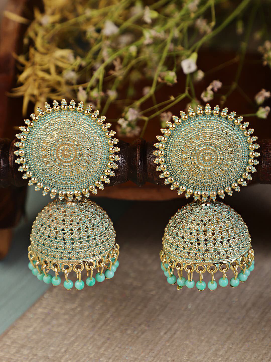 Shining Diva Blue Contemporary Jhumkas Earrings Price in India