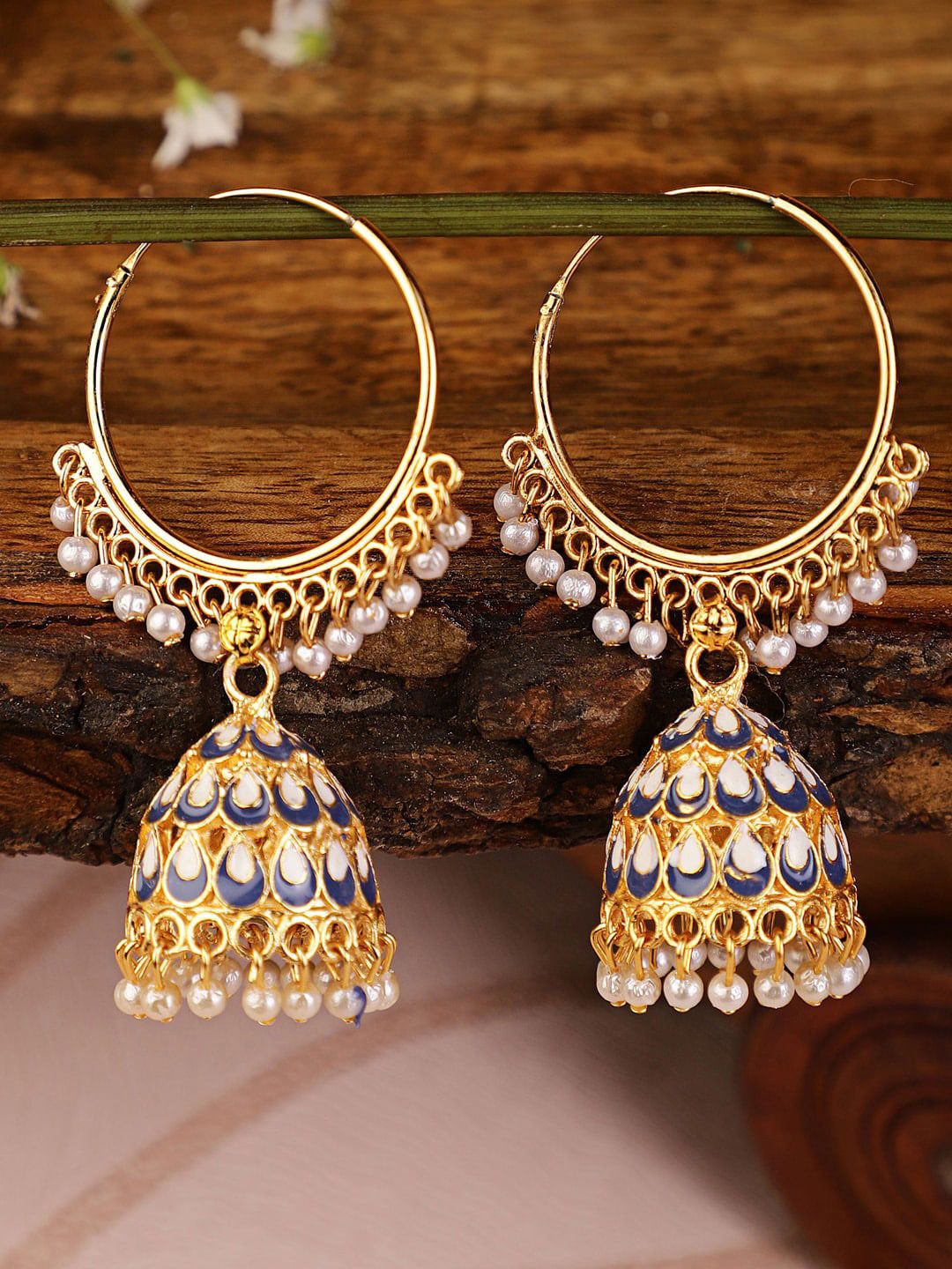 Shining Diva Gold-Plated Contemporary Jhumkas Earrings Price in India