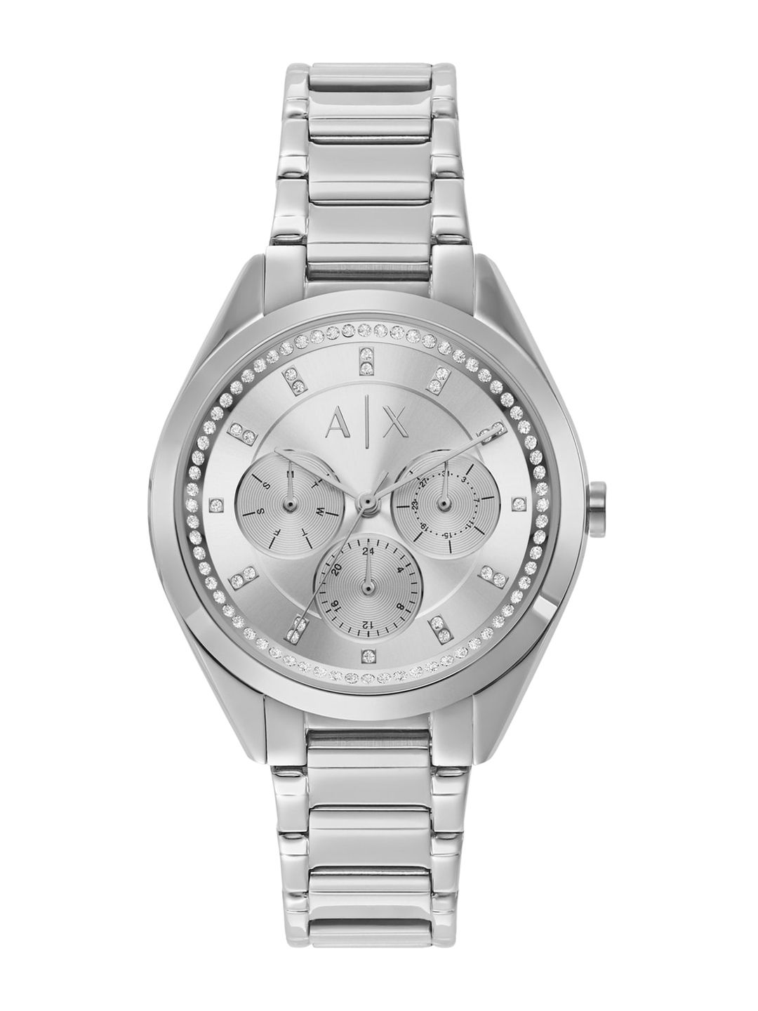Armani Exchange Woman Silver-Toned Dial & Silver Toned Stainless Steel Straps Watch Price in India