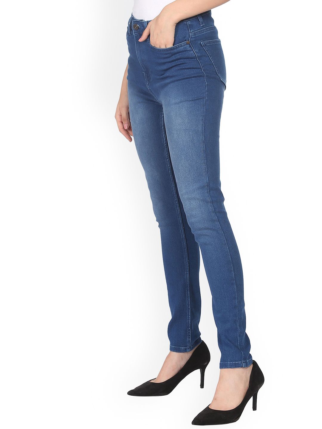 Sugr Women Blue Heavy Fade Mid-Rise Cotton Jeans Price in India