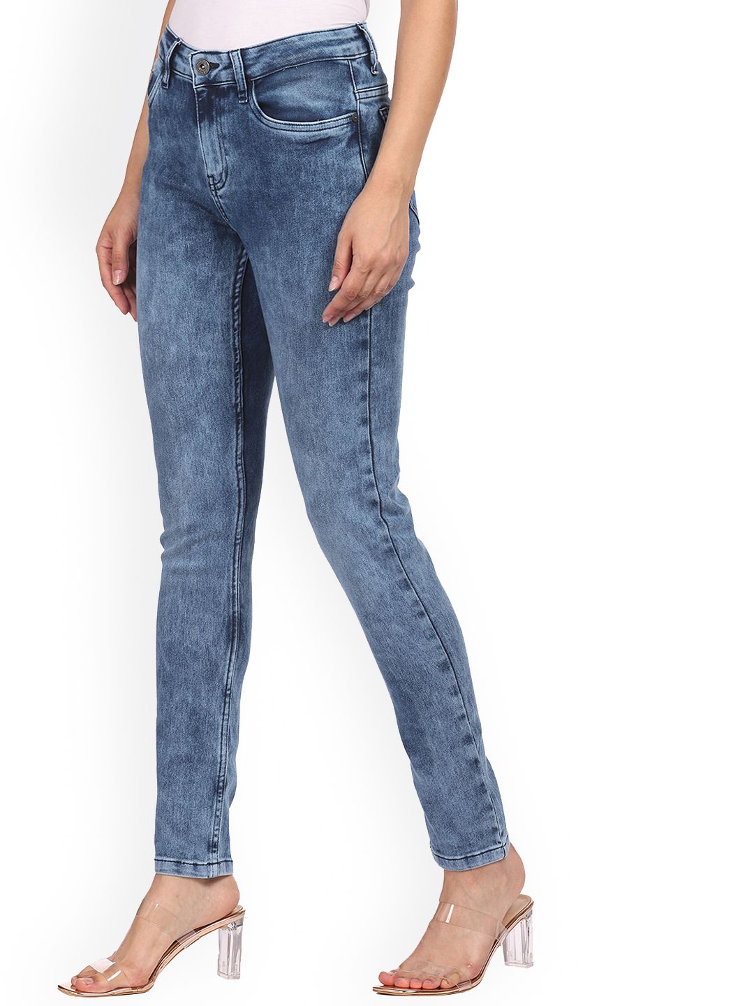 Sugr Women Blue Mid Rise Acid Wash Heavy Fade Jeans Price in India