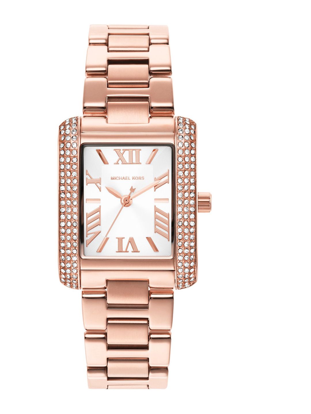 Michael Kors Women White Dial & Rose Gold-Plated Stainless Steel Bracelet Style Straps Analogue Watch Price in India