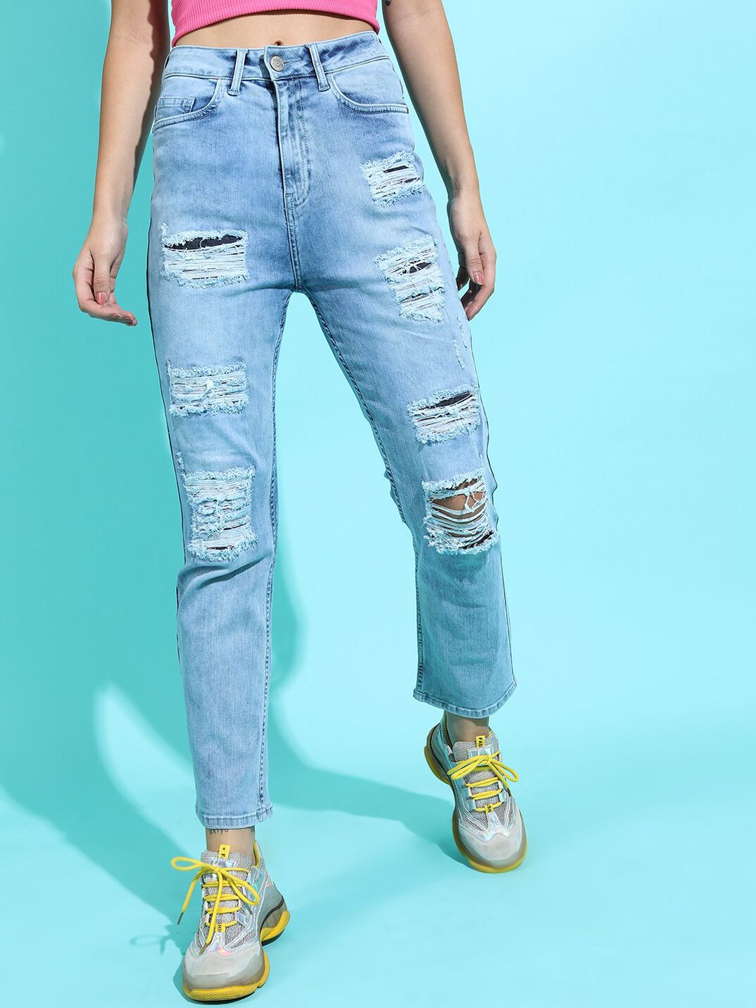 Tokyo Talkies Women Stunning Blue Slim Fit Cropped Jeans Price in India